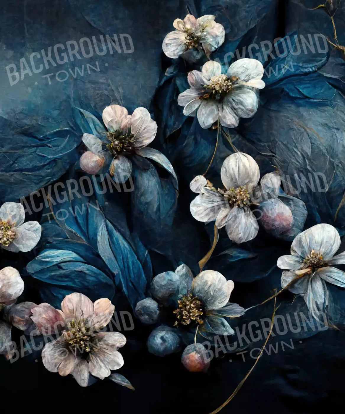 Blue Floral Backdrop for Photography