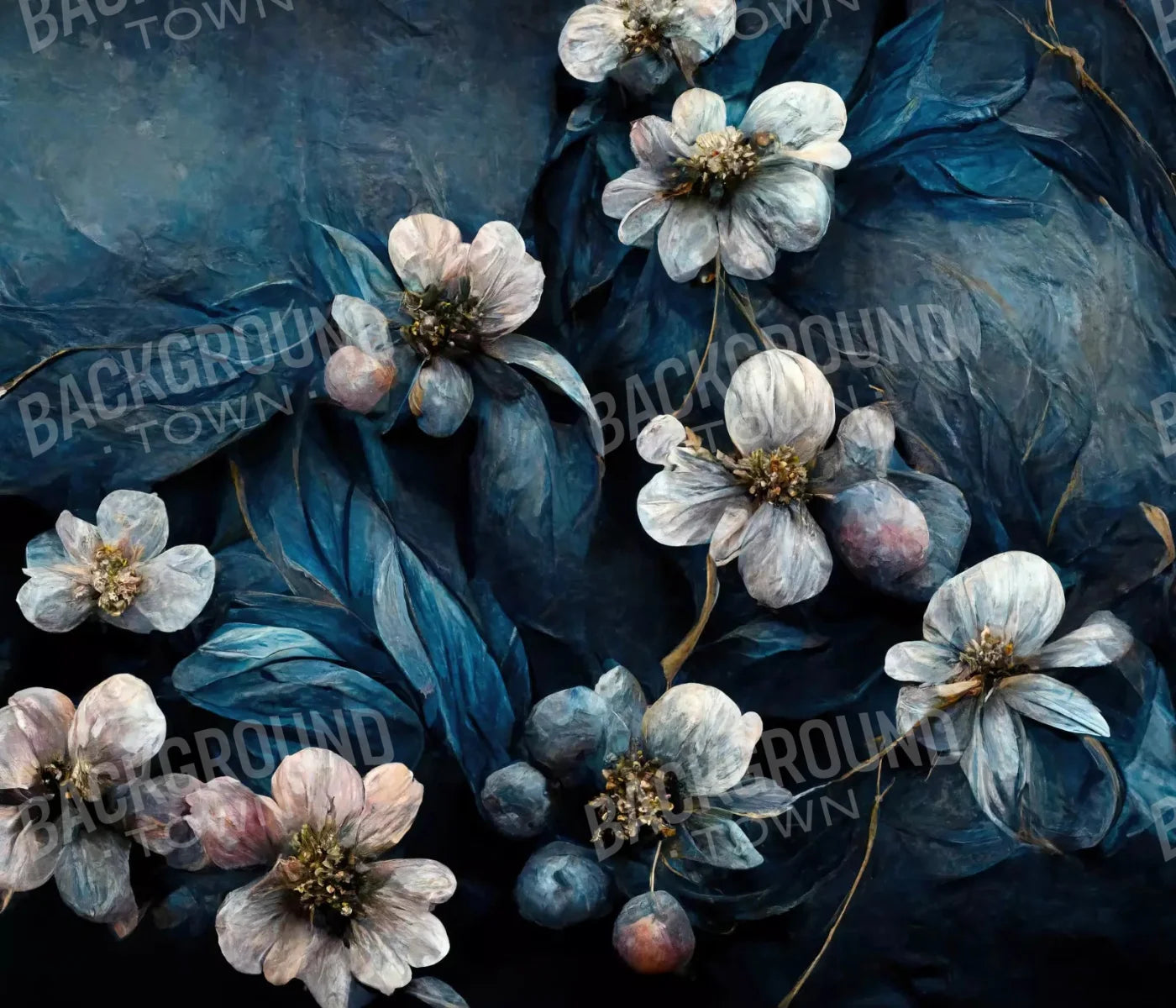 Denim Floral 12X10 Ultracloth ( 144 X 120 Inch ) Backdrop