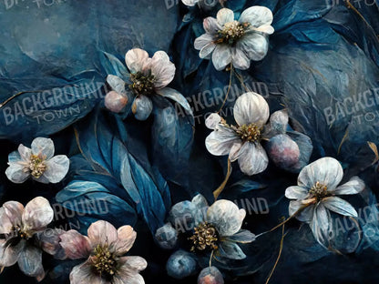 Denim Floral 10X8 Fleece ( 120 X 96 Inch ) Backdrop