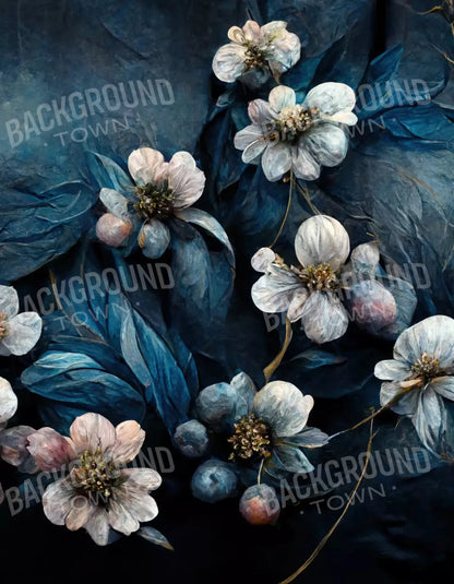 Denim Floral 6X8 Fleece ( 72 X 96 Inch ) Backdrop