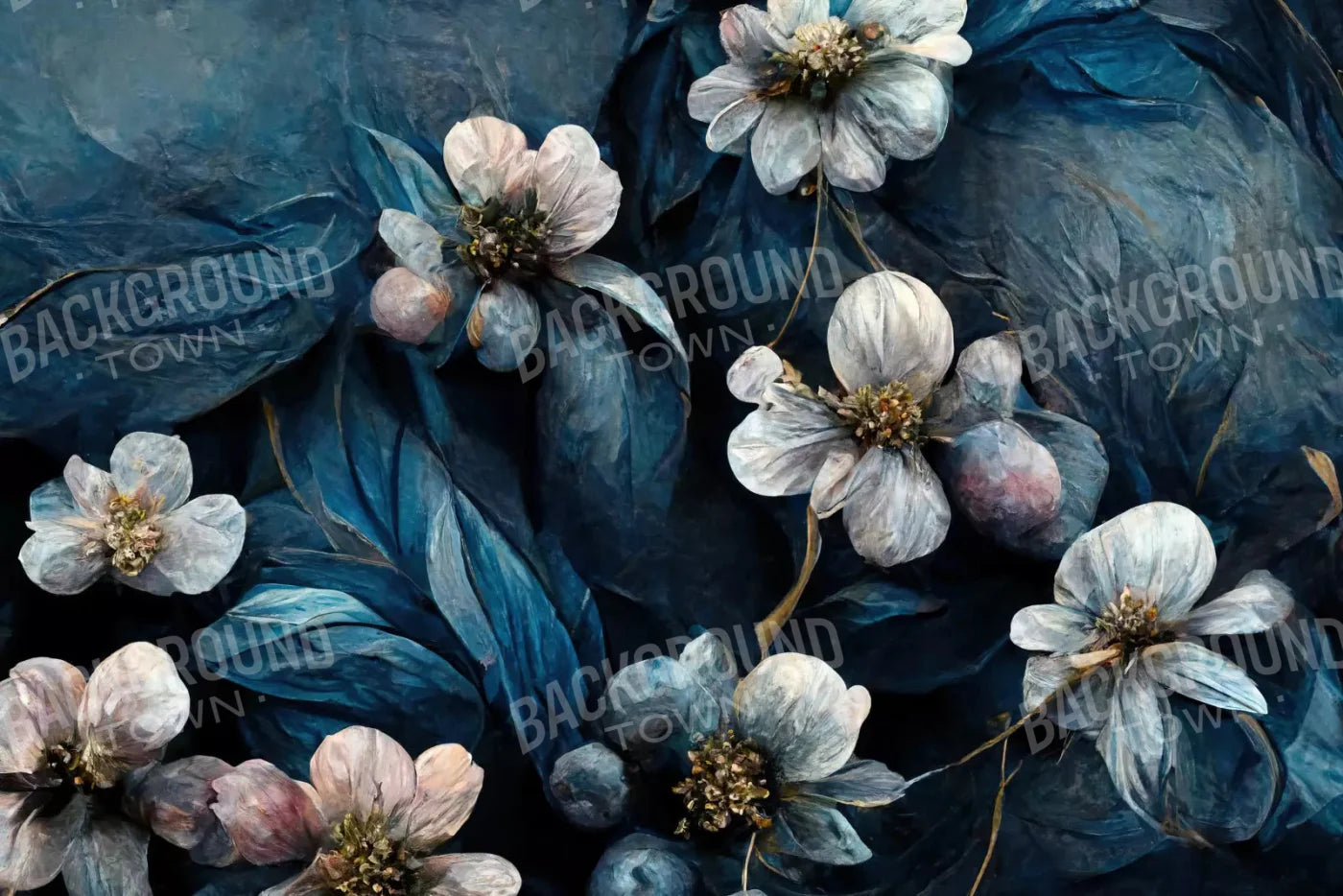 Denim Floral 5X4 Rubbermat Floor ( 60 X 48 Inch ) Backdrop