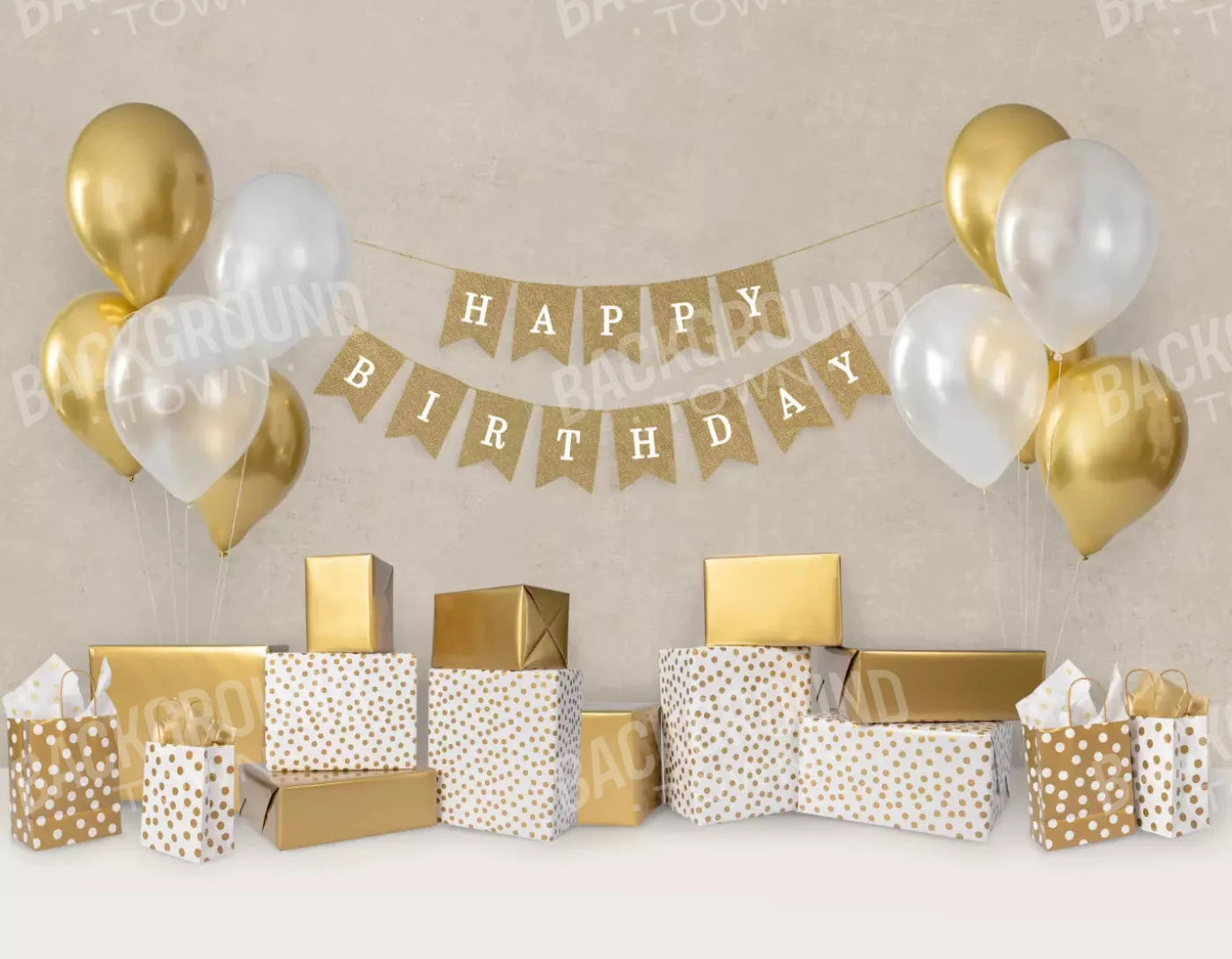 Golden Birthday 8X6 Fleece ( 96 X 72 Inch ) Backdrop