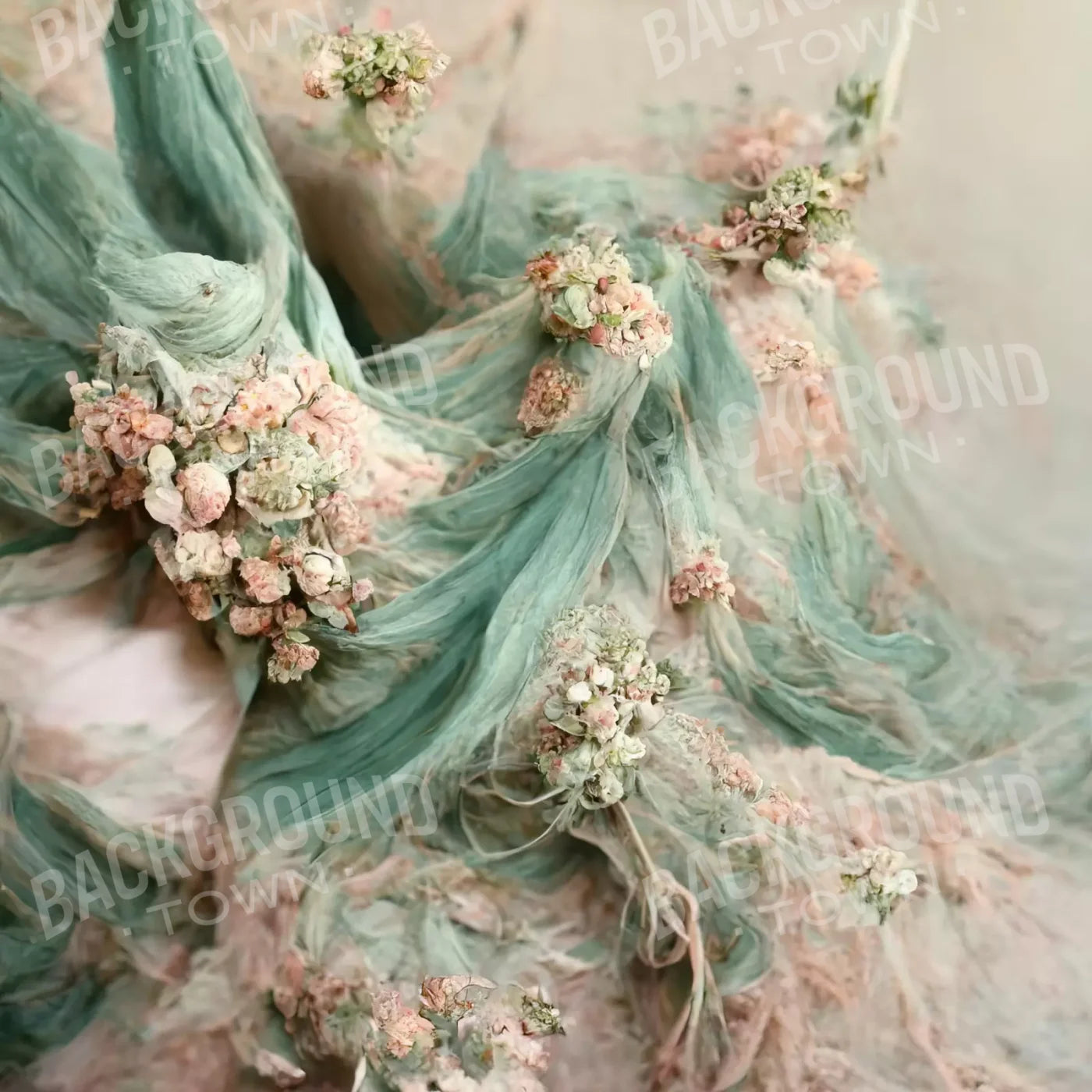 Mint Floral 10X12 Ultracloth Backdrop