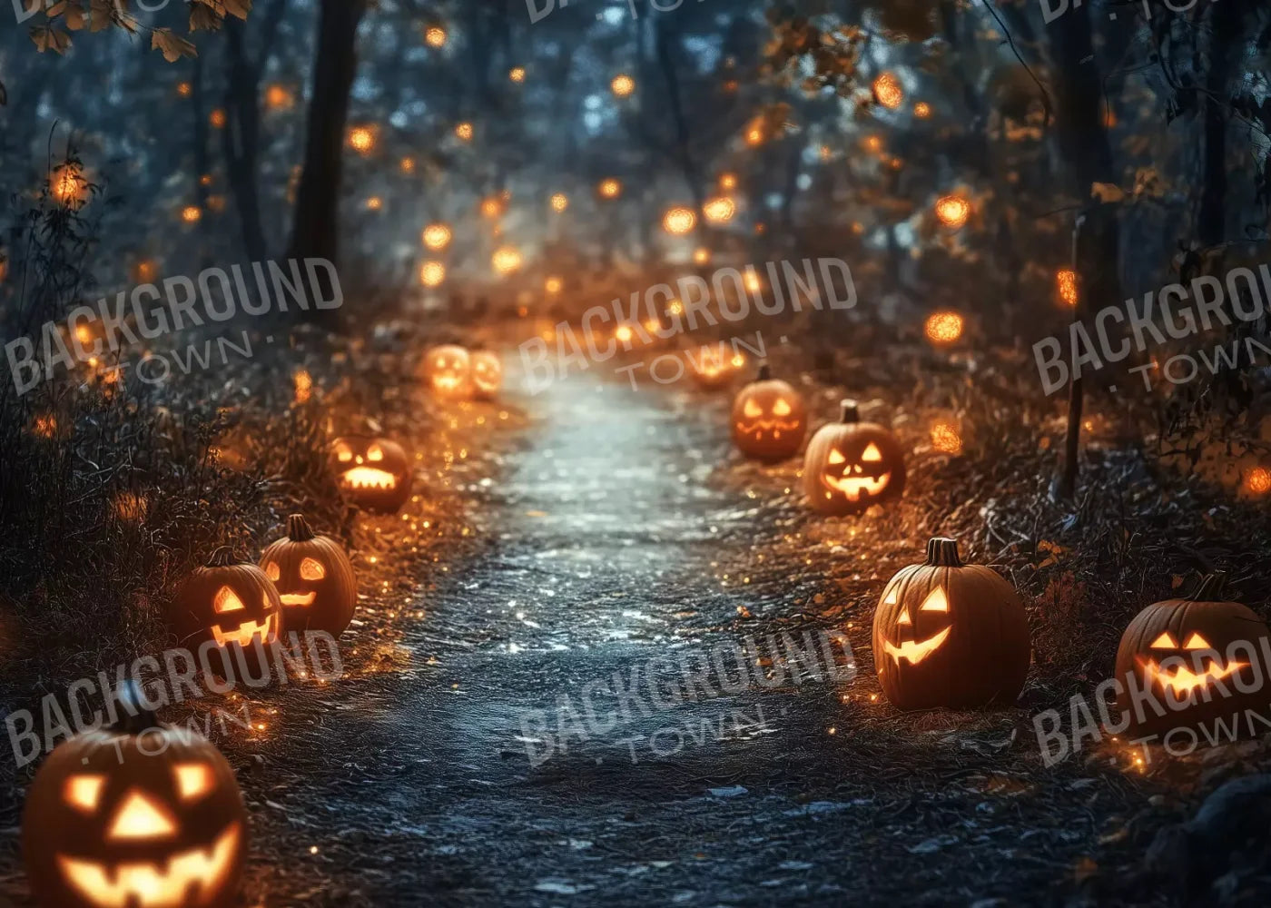 Jackolantern Path 1 7’X5’ Ultracloth (84 X 60 Inch) Backdrop