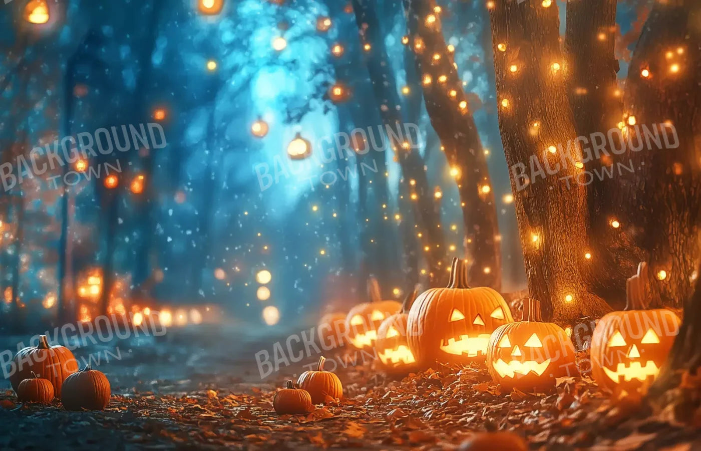 Jack O Lantern Path 2 14’X9’ Ultracloth (168 X 108 Inch) Backdrop