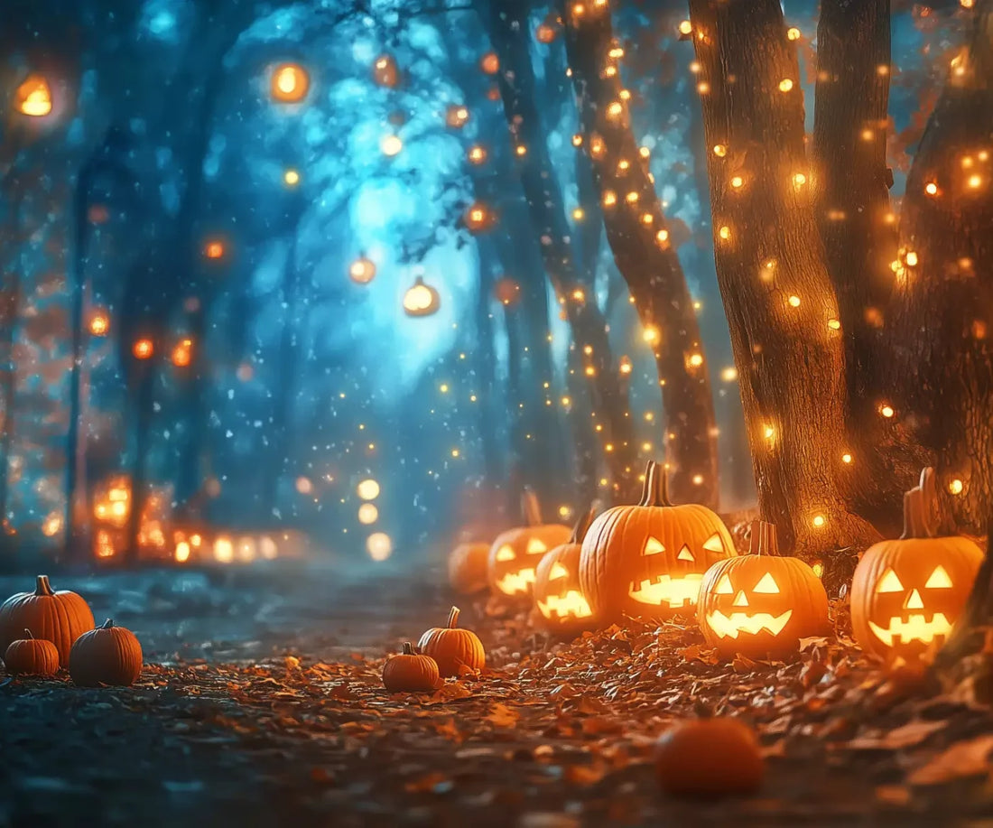 Jack O Lantern Path 2 5’X4’2 Fleece (60 X 50 Inch) Backdrop