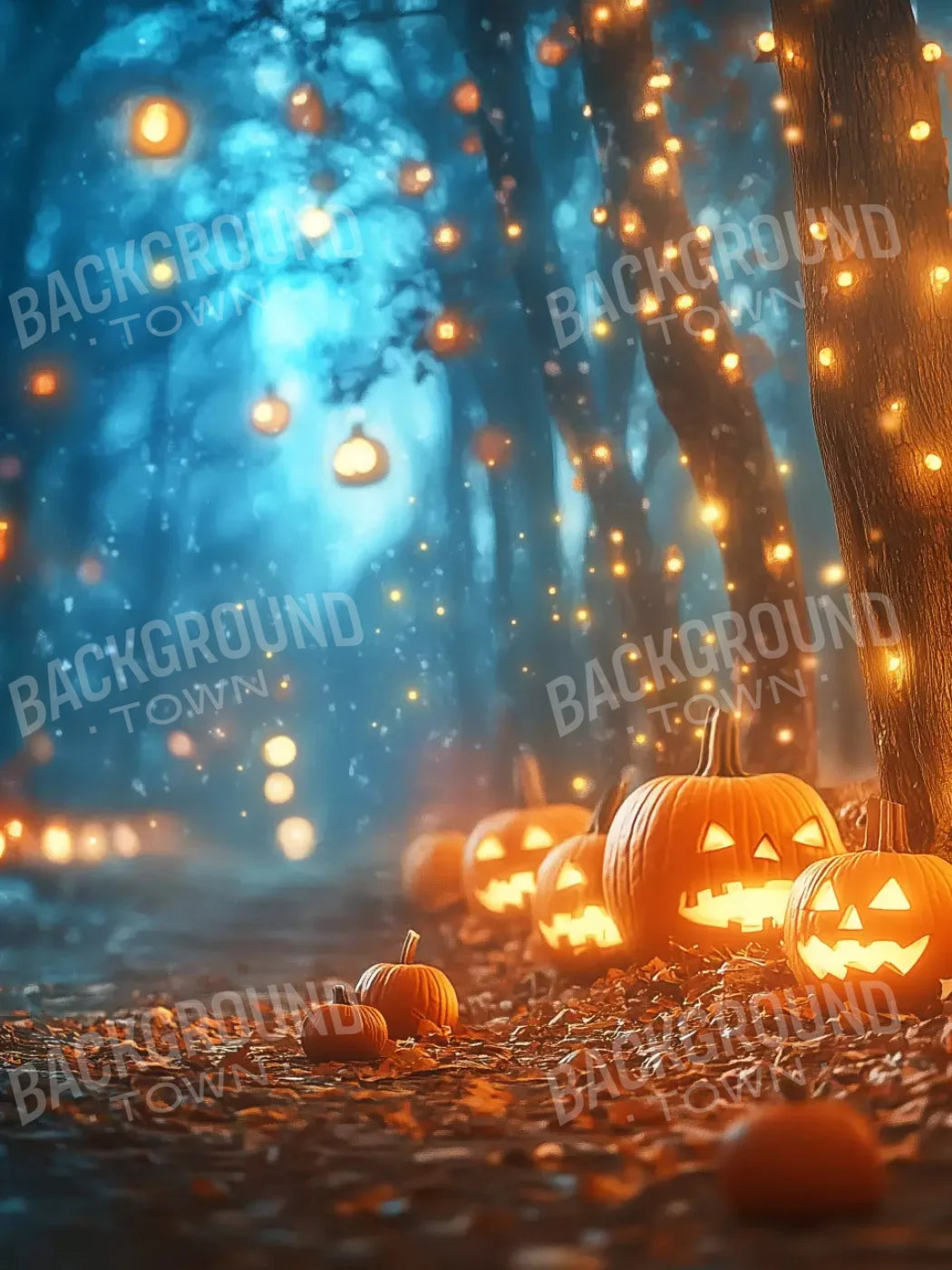 Jack O Lantern Path 2 5’X6’8 Fleece (60 X 80 Inch) Backdrop