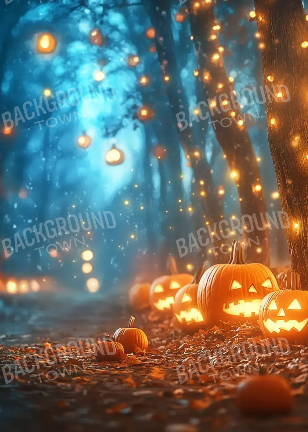 Jack O Lantern Path 2 5’X7’ Ultracloth (60 X 84 Inch) Backdrop