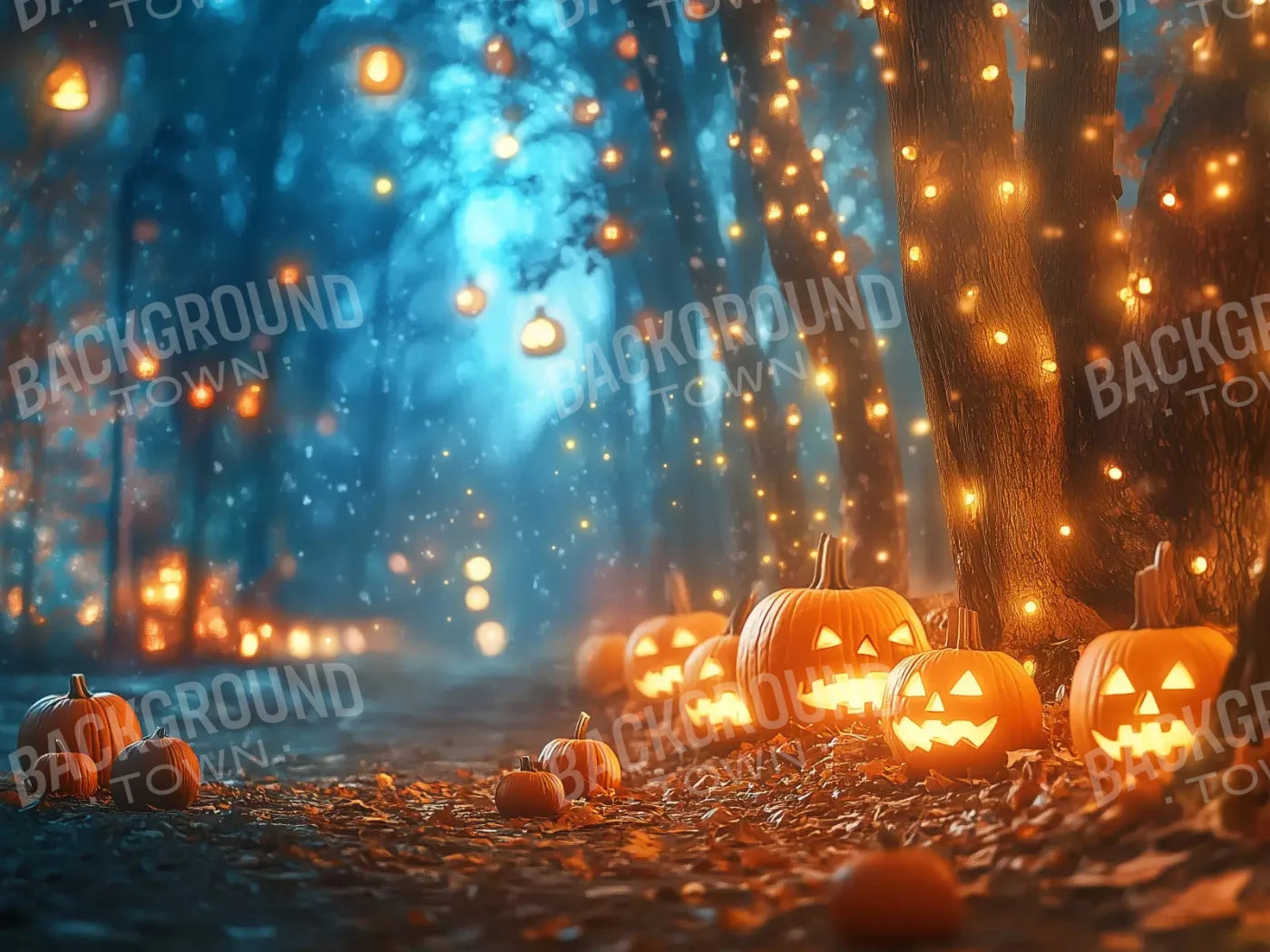 Jack O Lantern Path 2 6’8X5’ Fleece (80 X 60 Inch) Backdrop