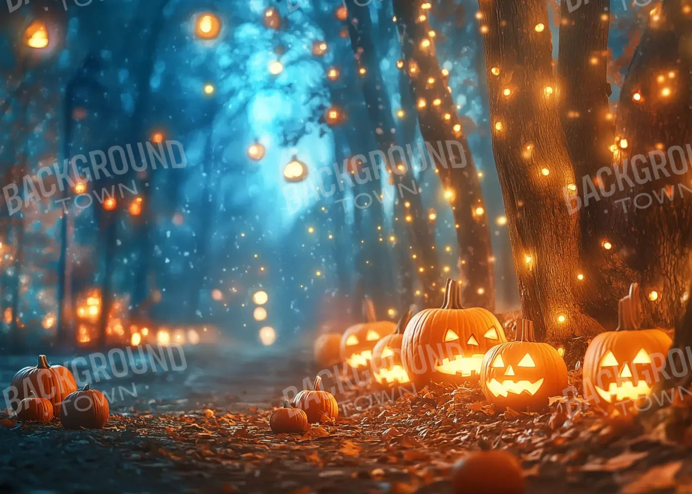 Jack O Lantern Path 2 7’X5’ Ultracloth (84 X 60 Inch) Backdrop