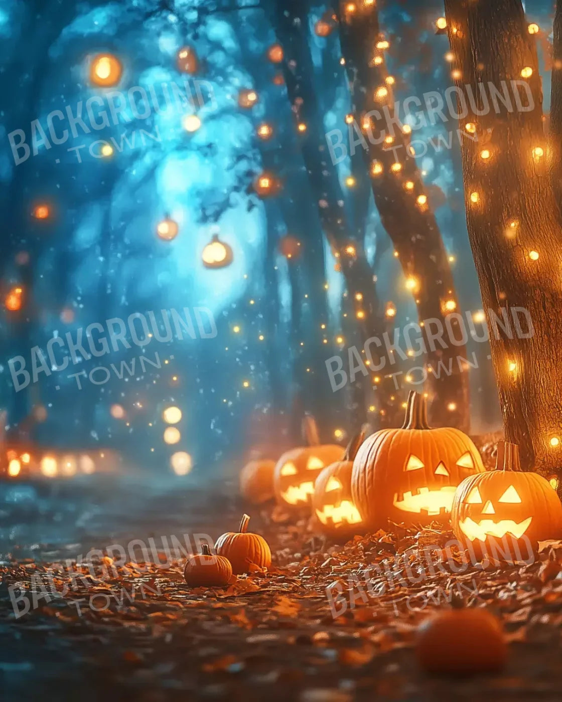 Jack O Lantern Path 2 8’X10’ Fleece (96 X 120 Inch) Backdrop