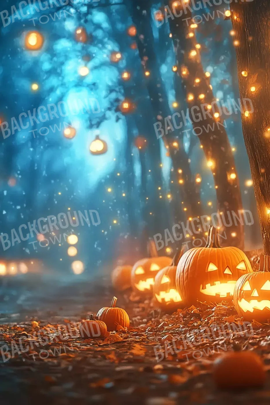 Jack O Lantern Path 2 8’X12’ Ultracloth (96 X 144 Inch) Backdrop