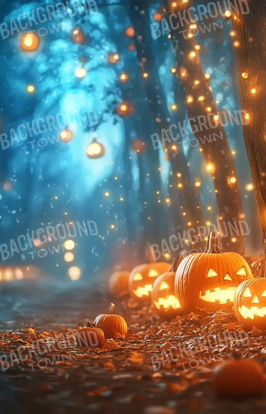 Jack O Lantern Path 2 9’X14’ Ultracloth (108 X 168 Inch) Backdrop