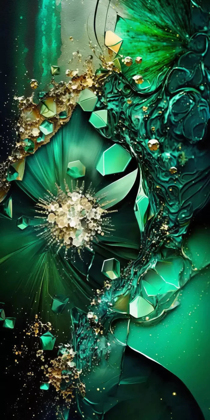 Jewel Abstract In Green 10X20 Ultracloth ( 120 X 240 Inch ) Backdrop