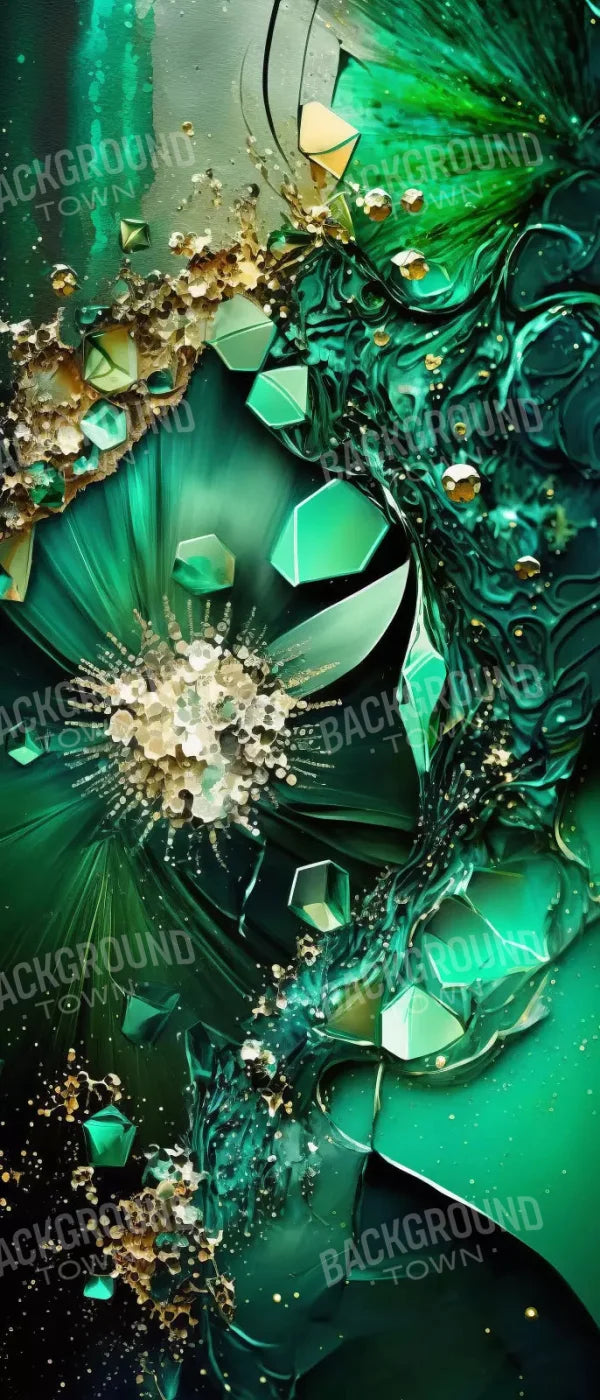 Jewel Abstract In Green 5X12 Ultracloth For Westcott X-Drop ( 60 X 144 Inch ) Backdrop