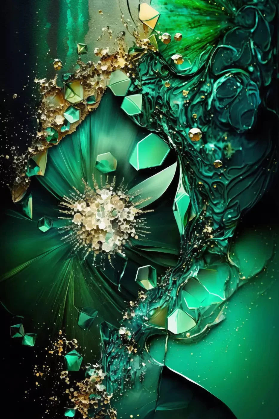 Jewel Abstract In Green 5X8 Ultracloth ( 60 X 96 Inch ) Backdrop