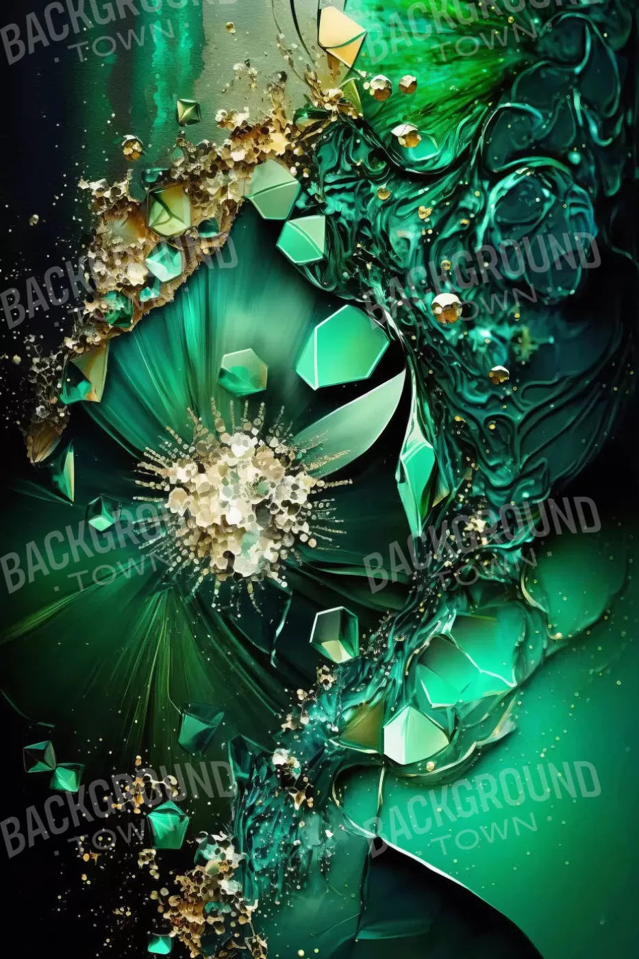 Jewel Abstract In Green 5X8 Ultracloth ( 60 X 96 Inch ) Backdrop