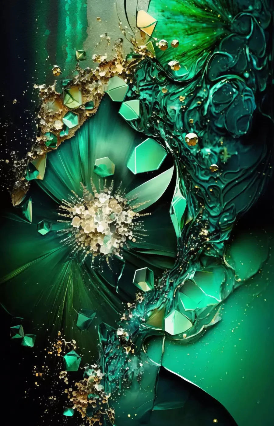 Jewel Abstract In Green 8X12 Ultracloth ( 96 X 144 Inch ) Backdrop