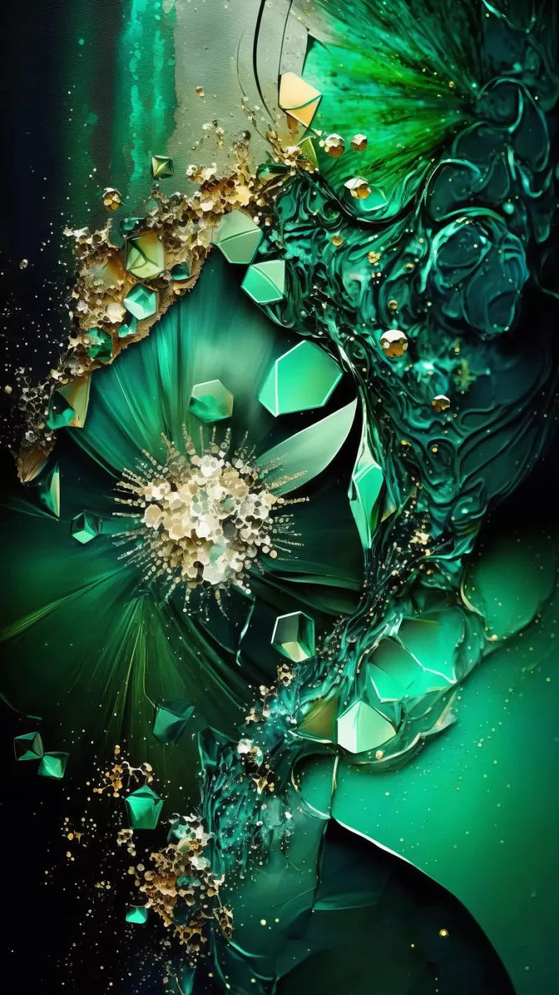 Jewel Abstract In Green 8X14 Ultracloth ( 96 X 168 Inch ) Backdrop