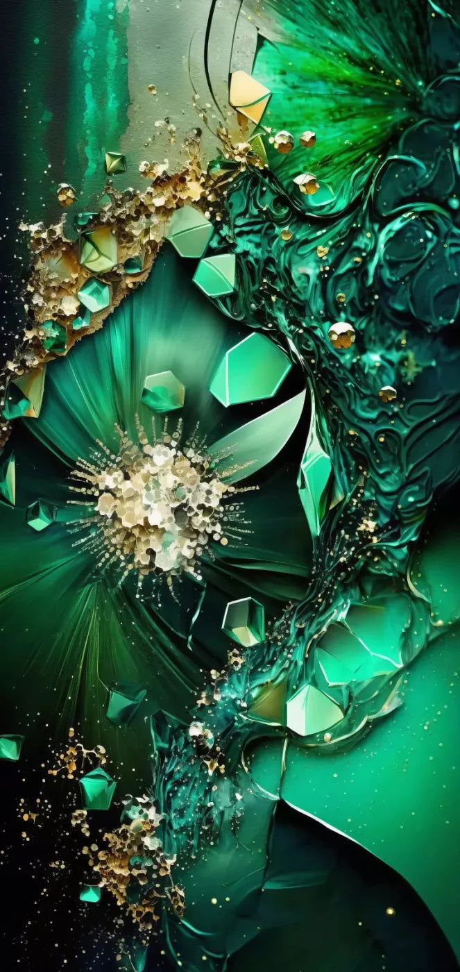 Jewel Abstract In Green 8X16 Ultracloth ( 96 X 192 Inch ) Backdrop