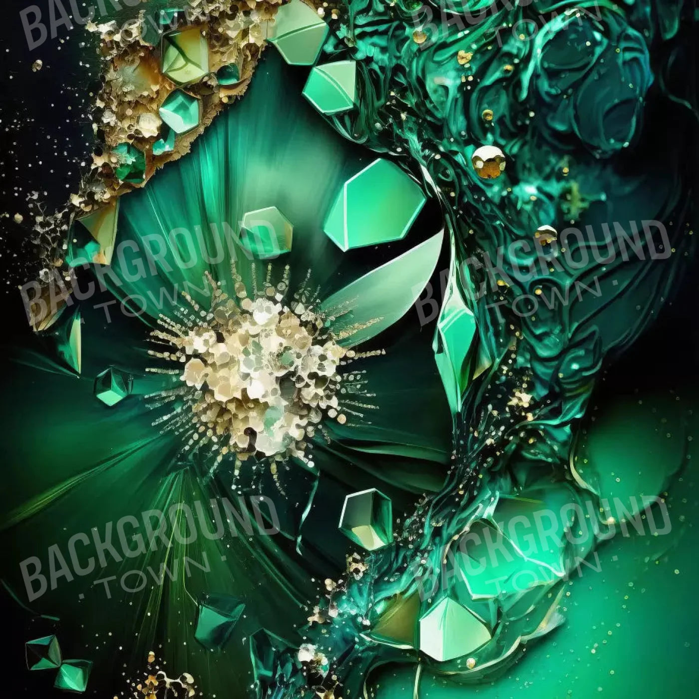 Jewel Abstract In Green 8X8 Fleece ( 96 X Inch ) Backdrop