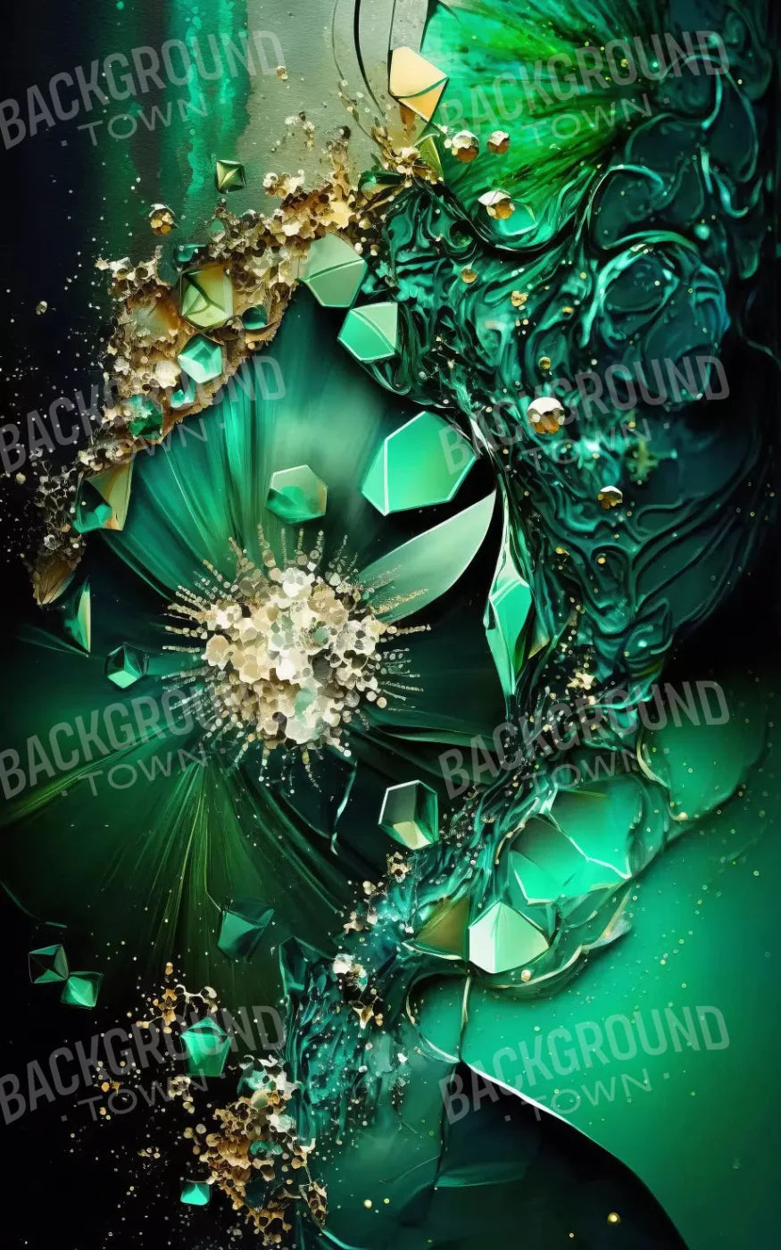 Jewel Abstract In Green 9X14 Ultracloth ( 108 X 168 Inch ) Backdrop