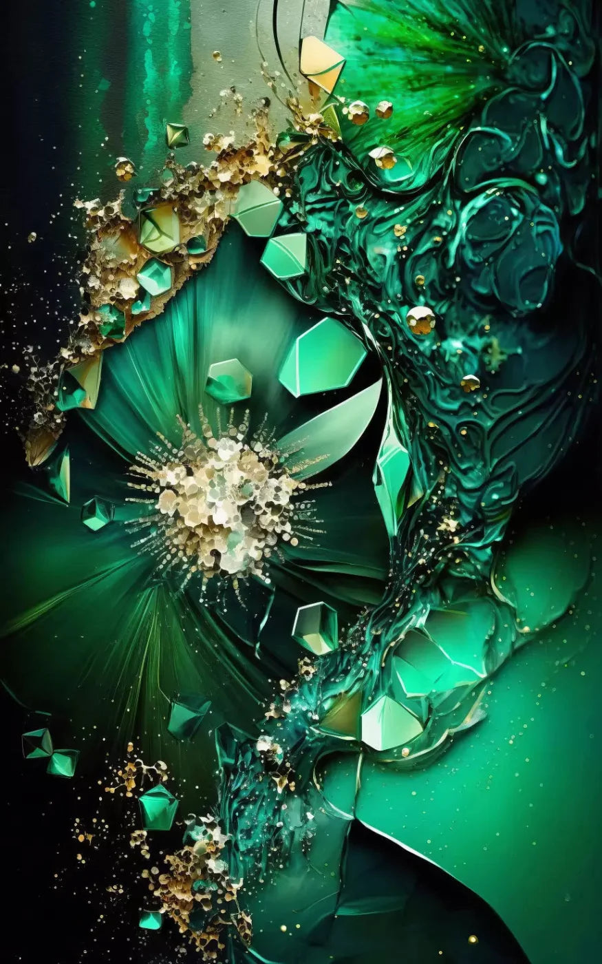 Jewel Abstract In Green 9X14 Ultracloth ( 108 X 168 Inch ) Backdrop