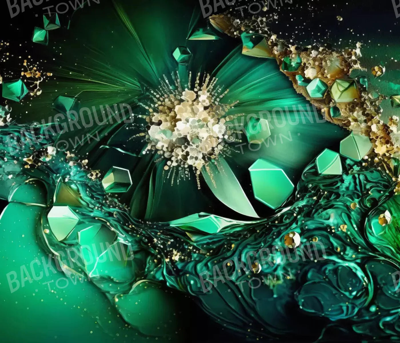 Jewel Abstract In Green H 12X10 Ultracloth ( 144 X 120 Inch ) Backdrop