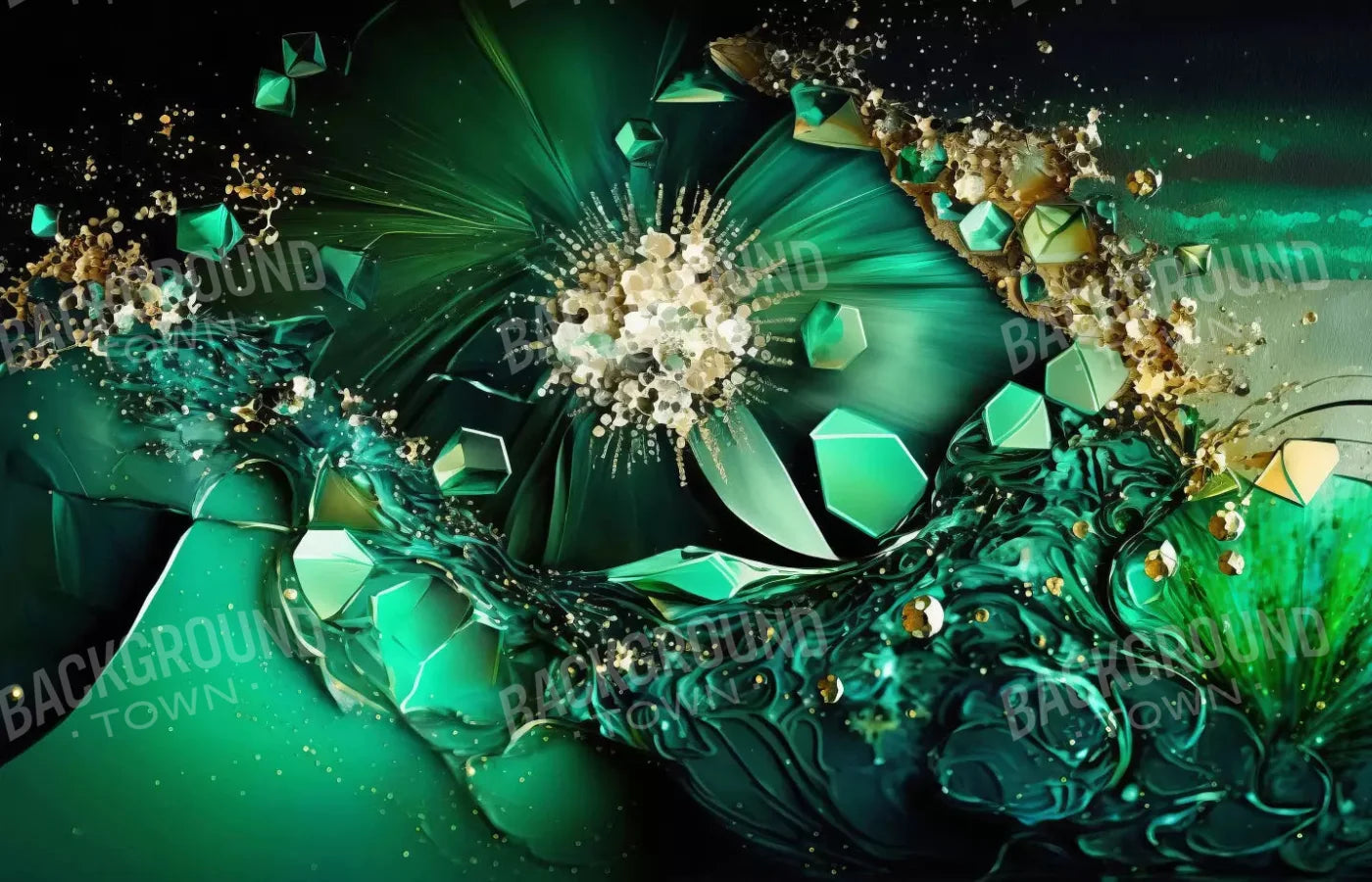 Jewel Abstract In Green H 12X8 Ultracloth ( 144 X 96 Inch ) Backdrop