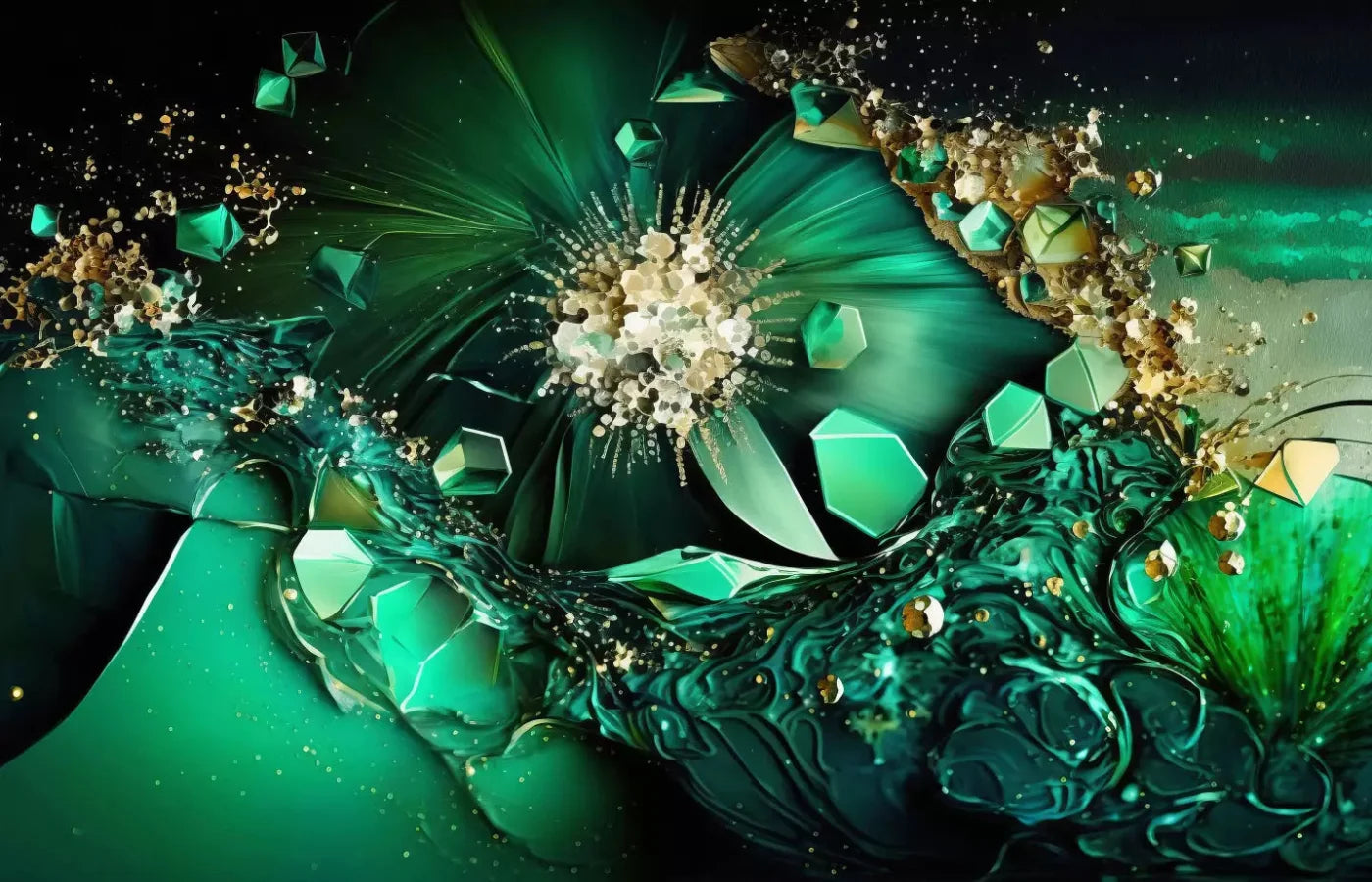 Jewel Abstract In Green H 12X8 Ultracloth ( 144 X 96 Inch ) Backdrop