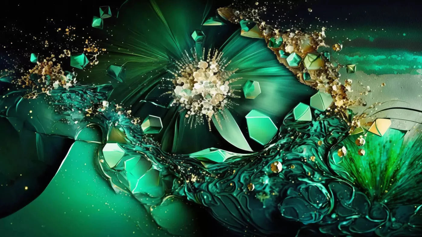 Jewel Abstract In Green H 14X8 Ultracloth ( 168 X 96 Inch ) Backdrop