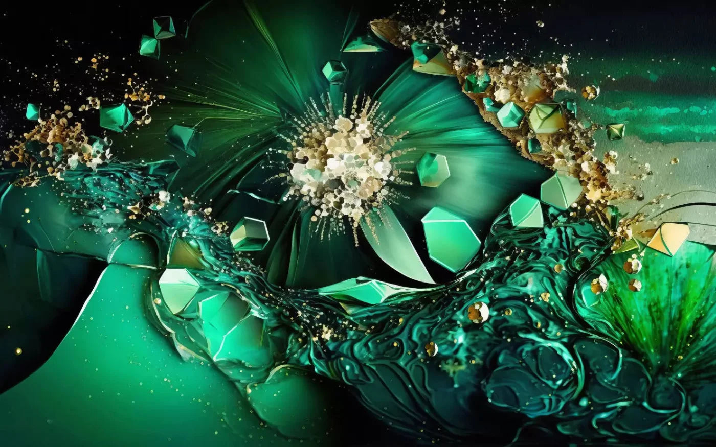 Jewel Abstract In Green H 14X9 Ultracloth ( 168 X 108 Inch ) Backdrop