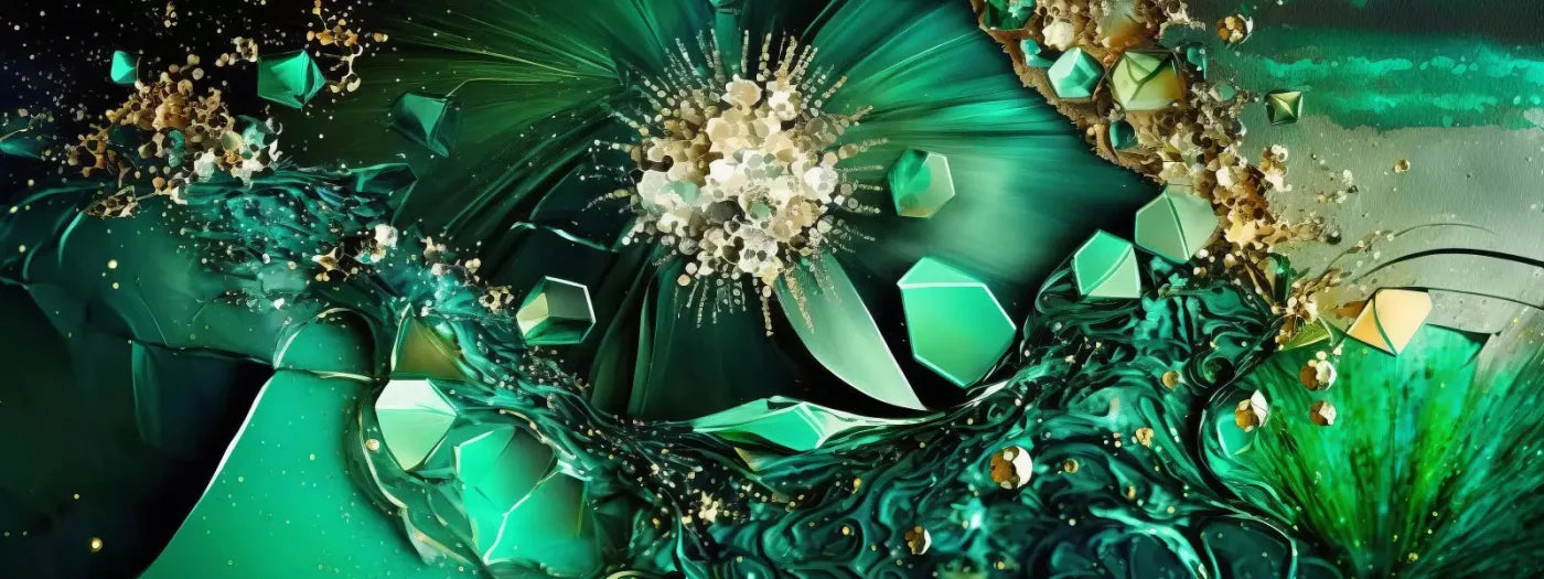 Jewel Abstract In Green H 20X8 Ultracloth ( 240 X 96 Inch ) Backdrop