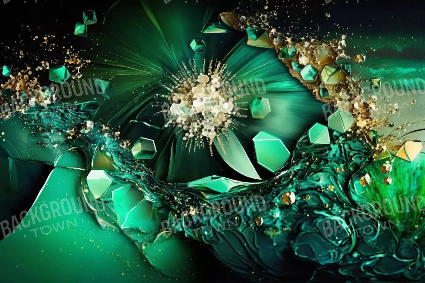 Jewel Abstract In Green H 8X5 Ultracloth ( 96 X 60 Inch ) Backdrop