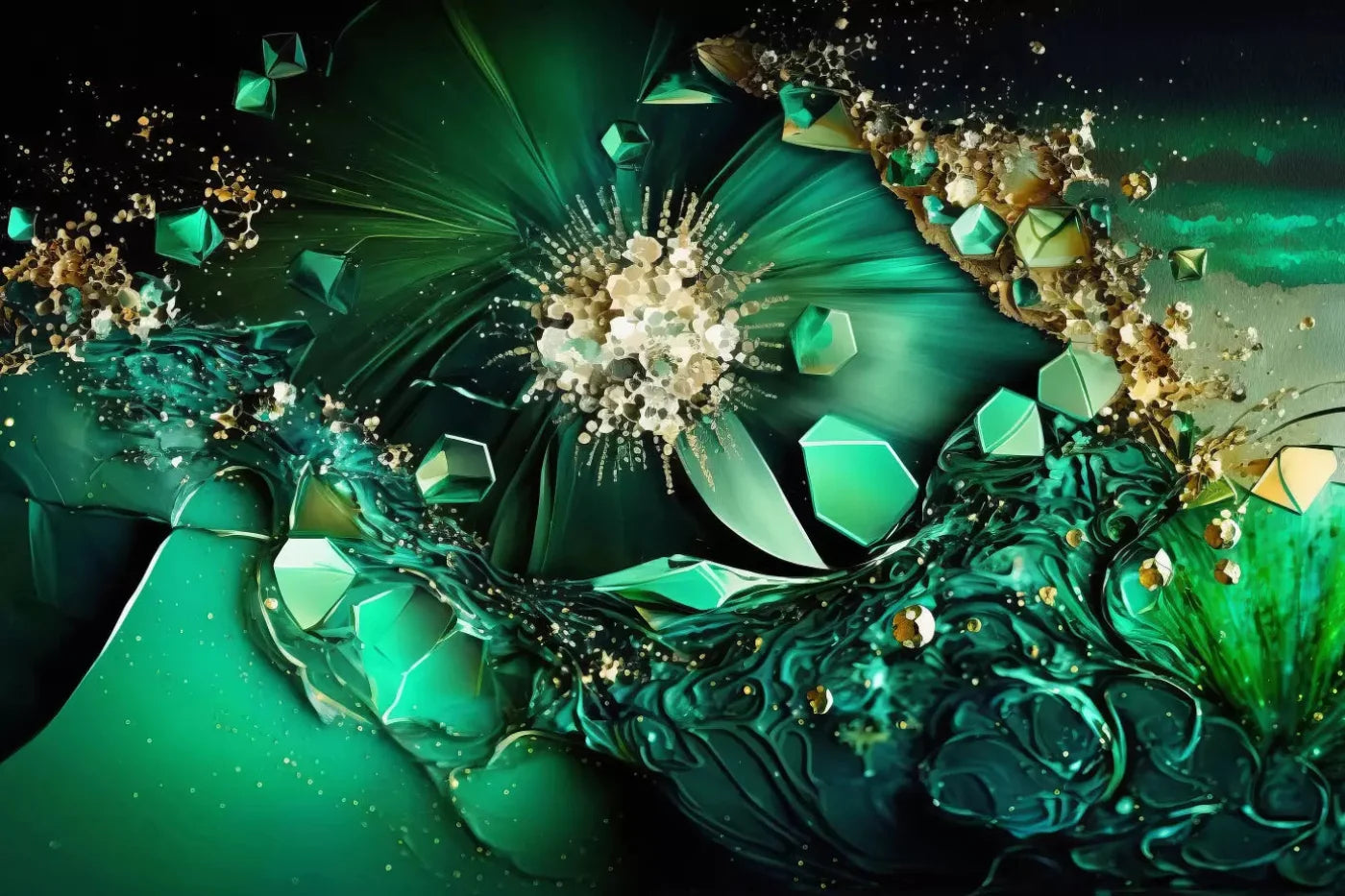 Jewel Abstract In Green H 8X5 Ultracloth ( 96 X 60 Inch ) Backdrop