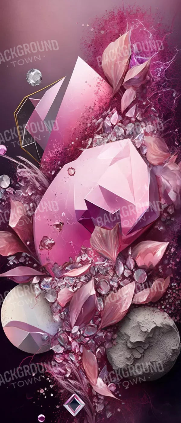 Jewel Abstract In Pink 5X12 Ultracloth For Westcott X-Drop ( 60 X 144 Inch ) Backdrop