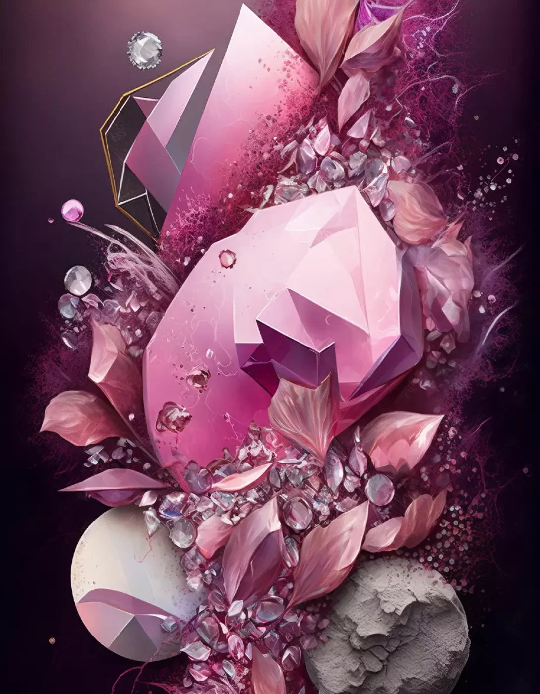 Jewel Abstract In Pink 6X8 Fleece ( 72 X 96 Inch ) Backdrop
