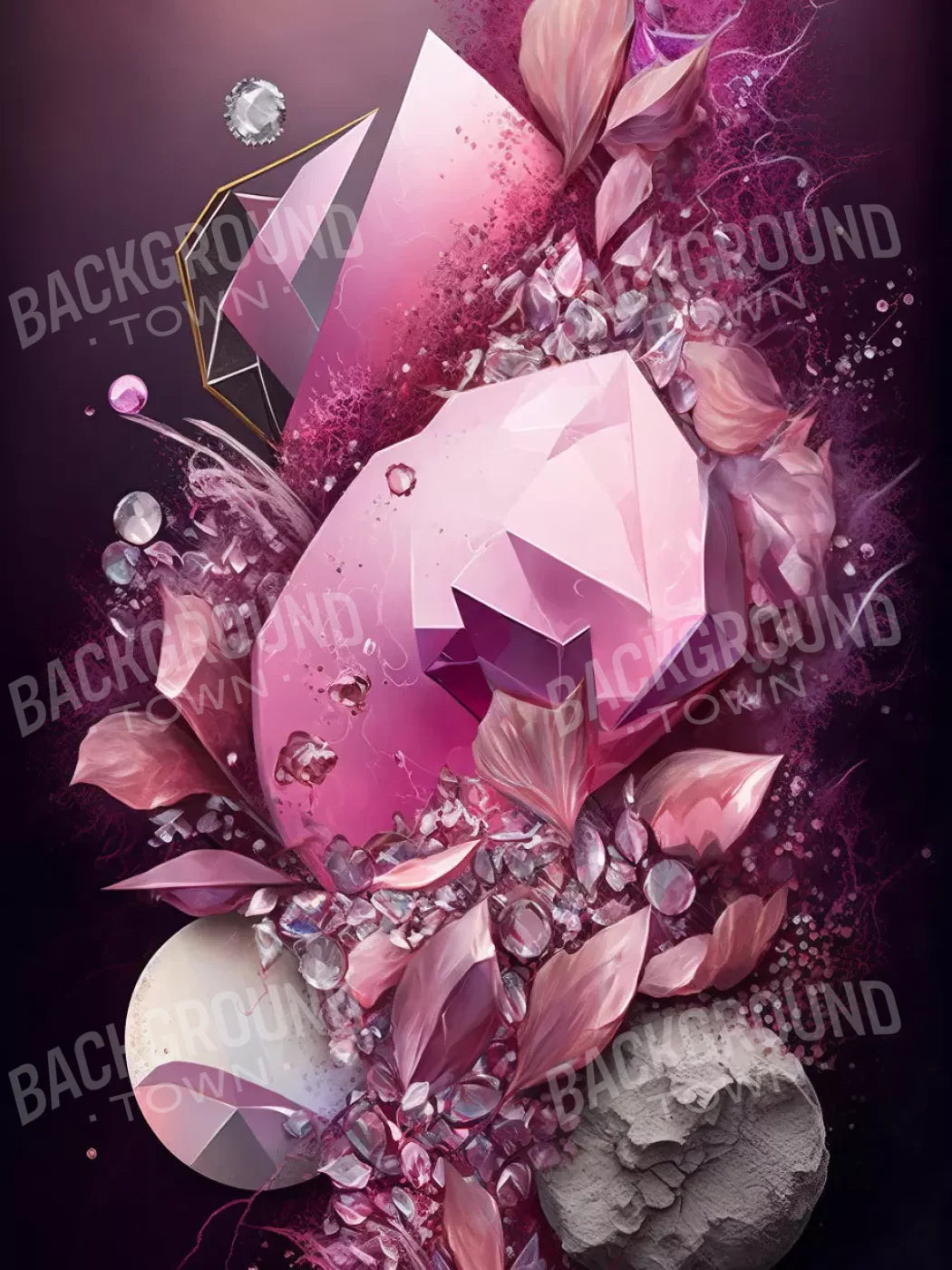 Jewel Abstract In Pink 8X10 Fleece ( 96 X 120 Inch ) Backdrop