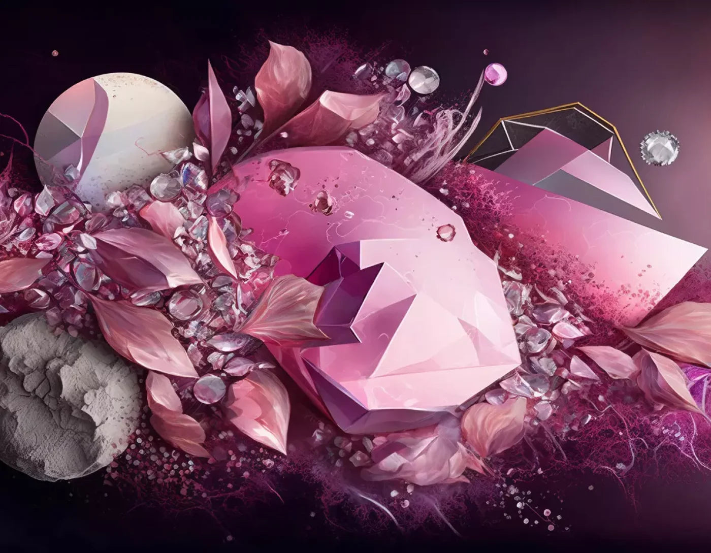 Jewel Abstract In Pink H 8X6 Fleece ( 96 X 72 Inch ) Backdrop