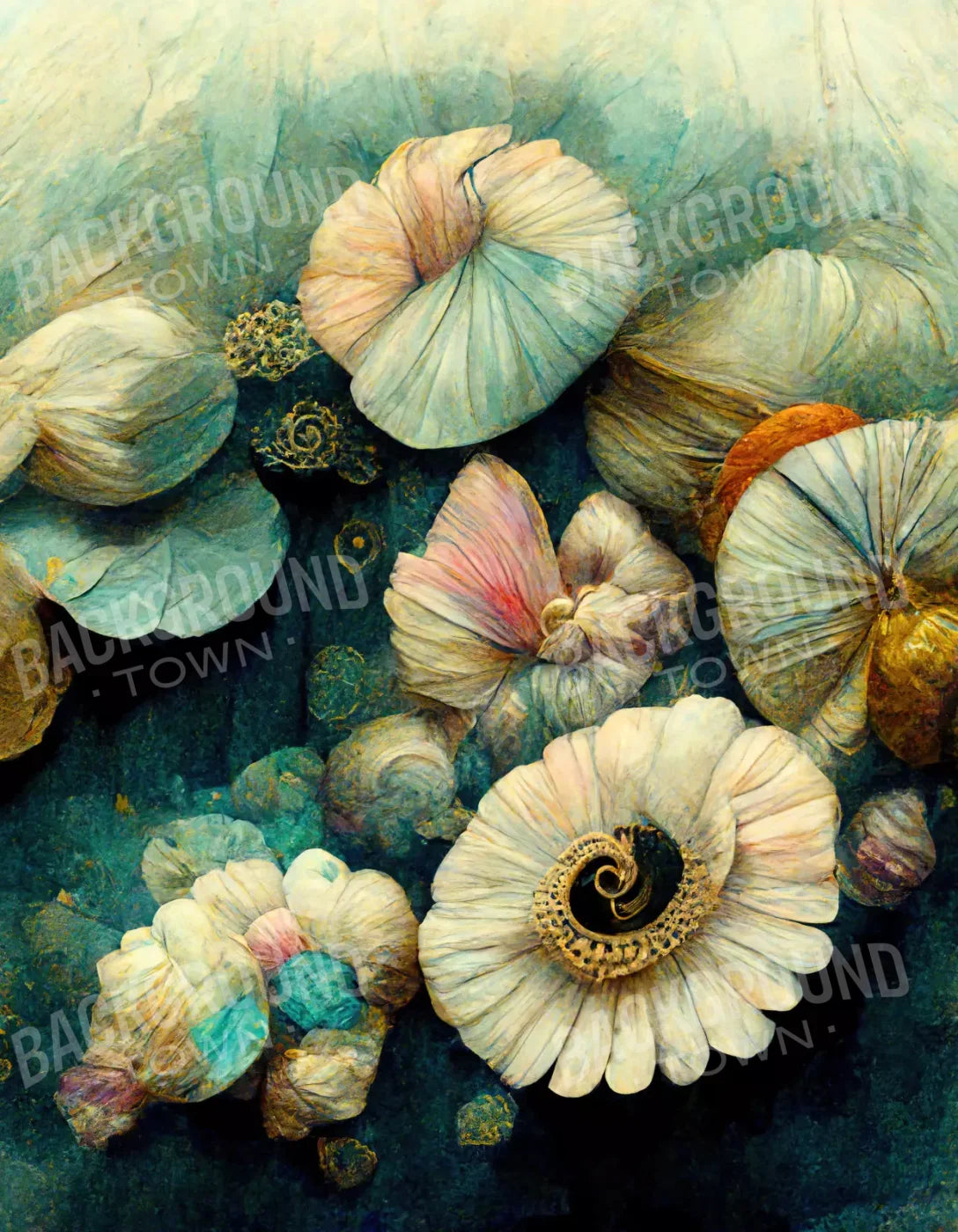 Jeweled Seashells 6X8 Fleece ( 72 X 96 Inch ) Backdrop