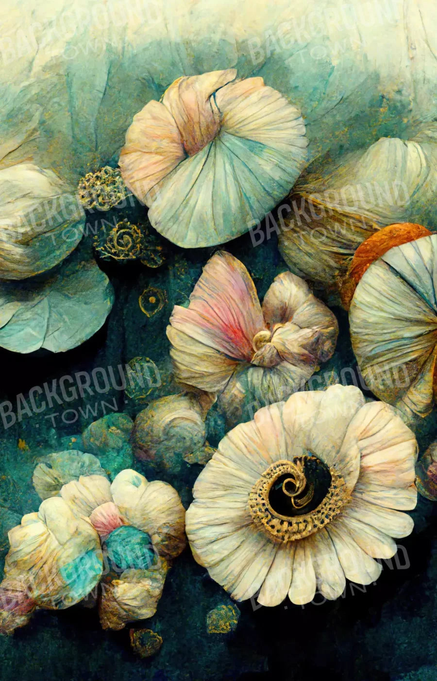 Jeweled Seashells 8X12 Ultracloth ( 96 X 144 Inch ) Backdrop