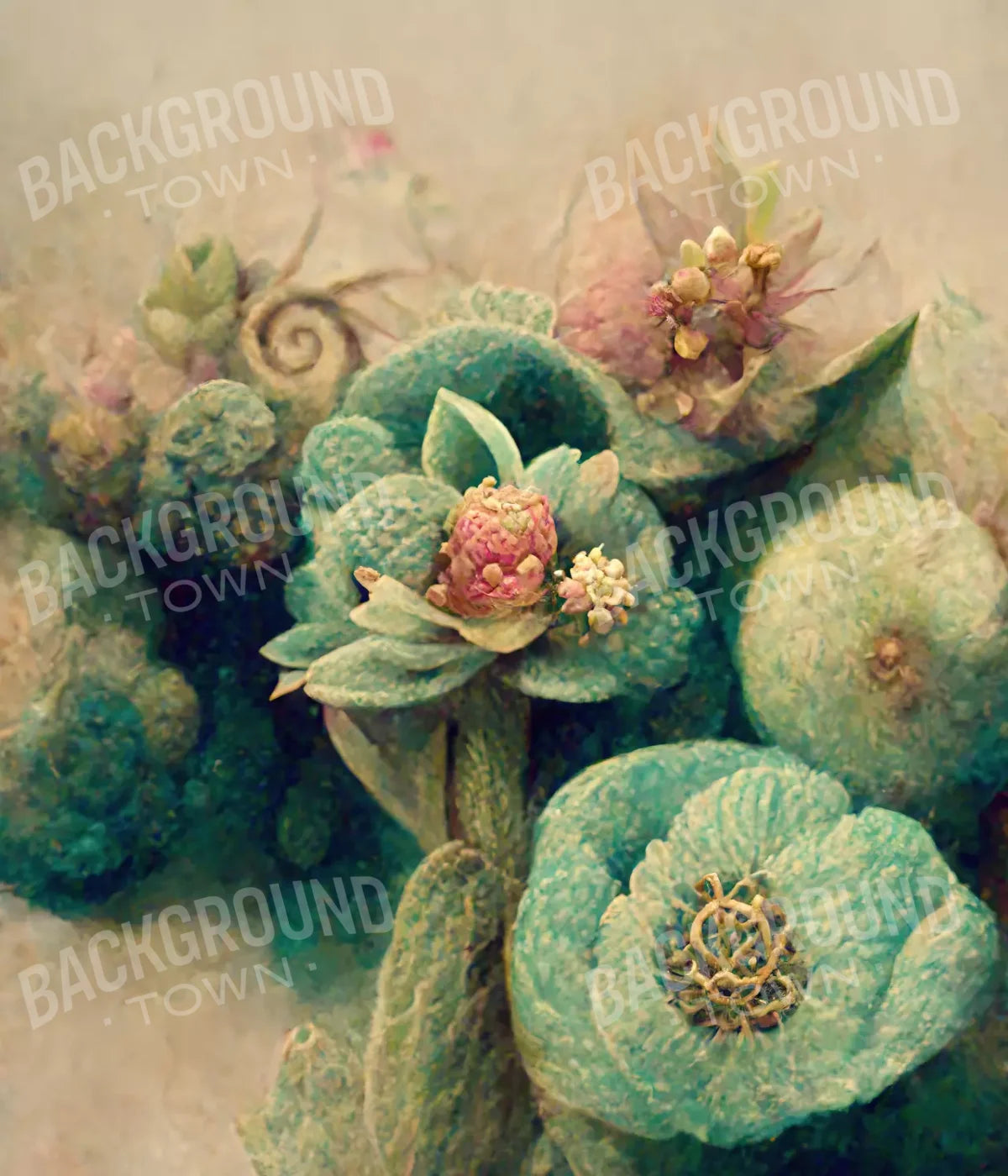 Jeweled Succulents 10’X12’ Ultracloth (120 X 144 Inch) Backdrop