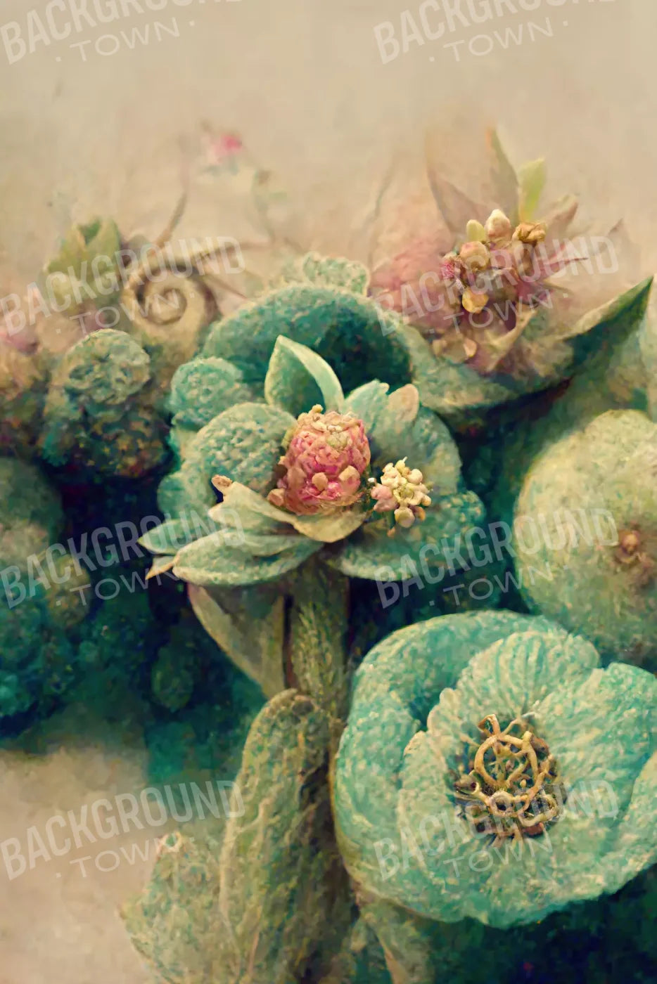 Jeweled Succulents 5’X8’ Ultracloth (60 X 96 Inch) Backdrop