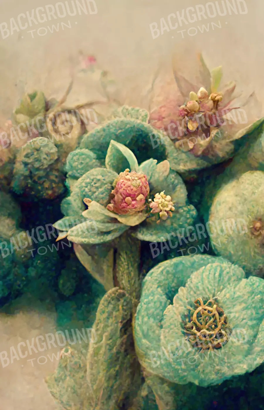 Jeweled Succulents 8’X12’ Ultracloth (96 X 144 Inch) Backdrop