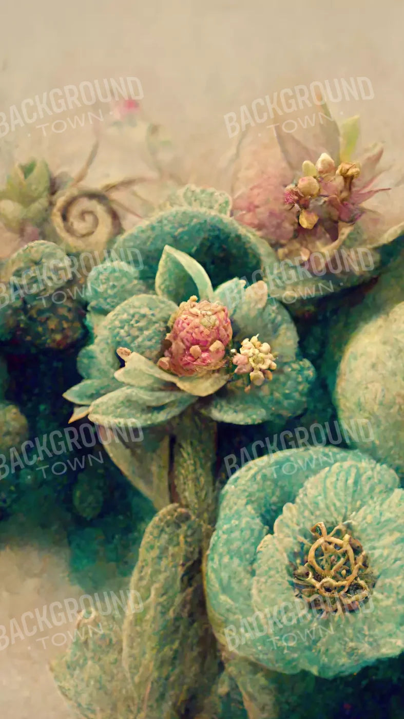 Jeweled Succulents 8’X14’ Ultracloth (96 X 168 Inch) Backdrop