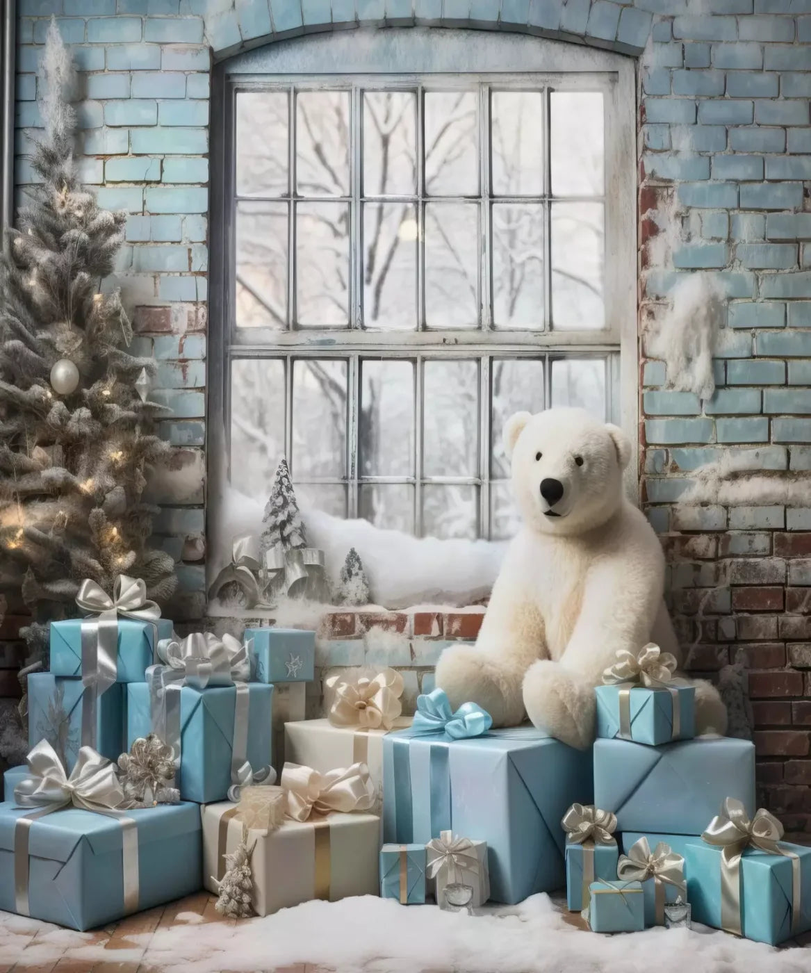 Christmas Blue Theme Ii 10’X12’ Ultracloth (120 X 144 Inch) Backdrop