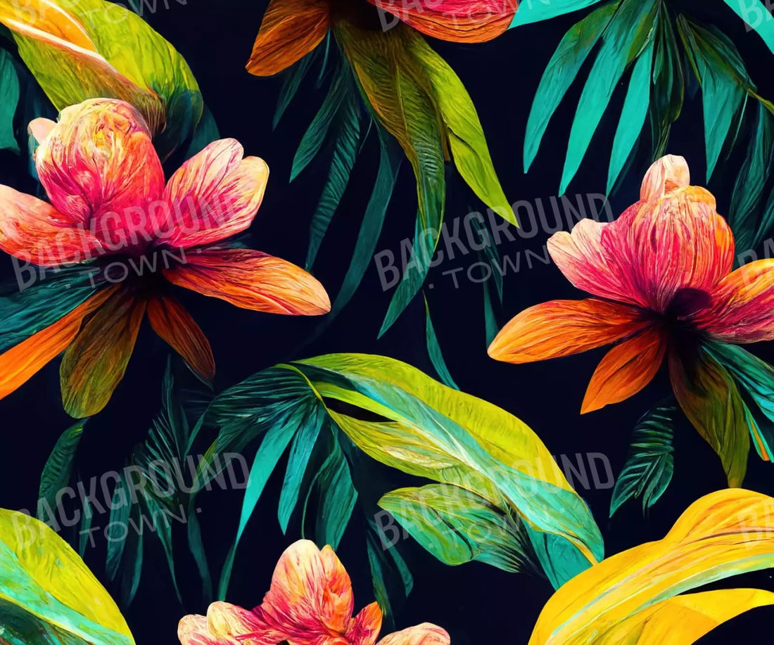 Jungle Blossoms 5’X4’2’ Fleece (60 X 50 Inch) Backdrop