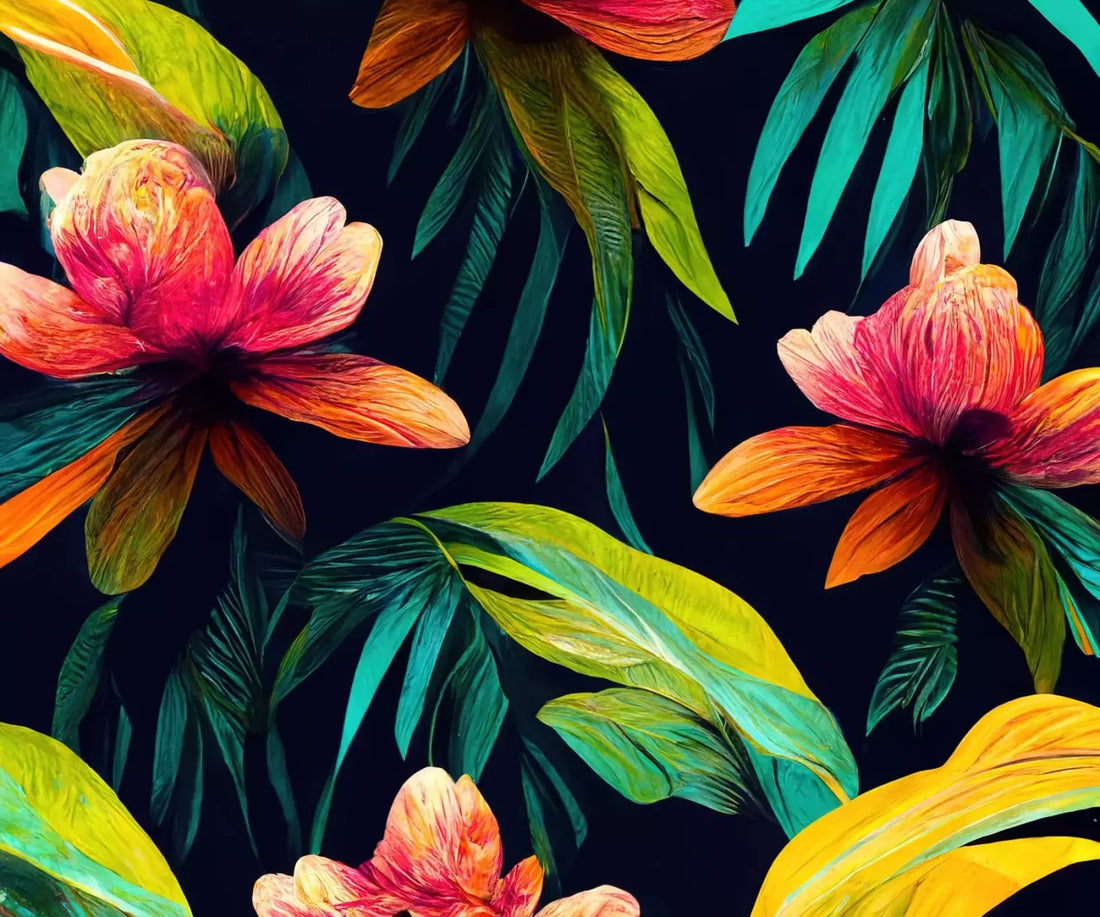 Jungle Blossoms 5’X4’2’ Fleece (60 X 50 Inch) Backdrop