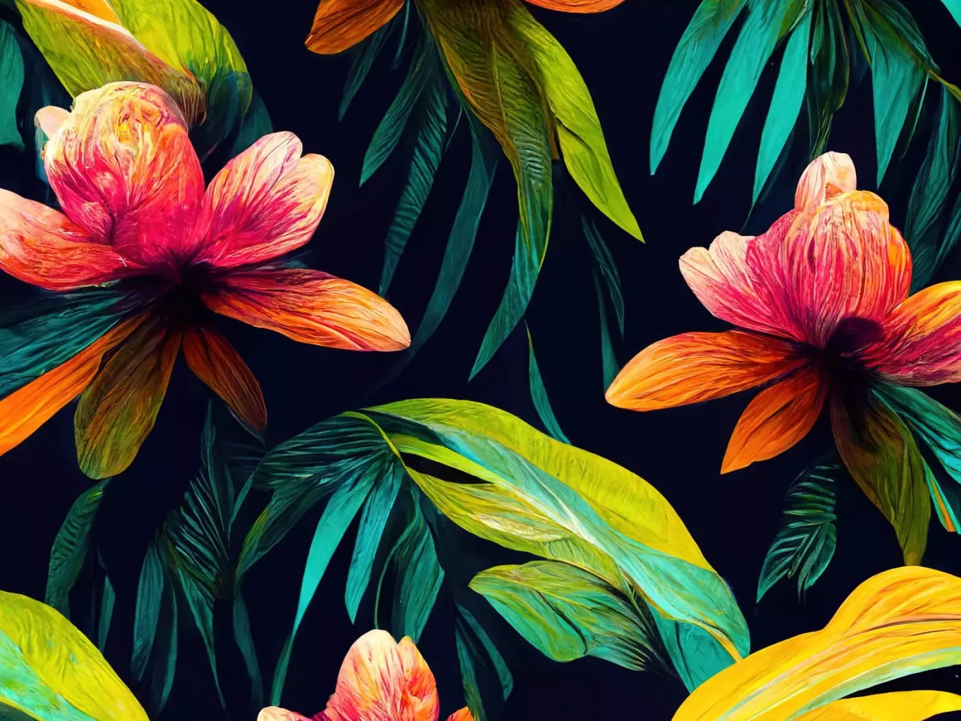 Jungle Blossoms 6’8’X5’ Fleece (80 X 60 Inch) Backdrop