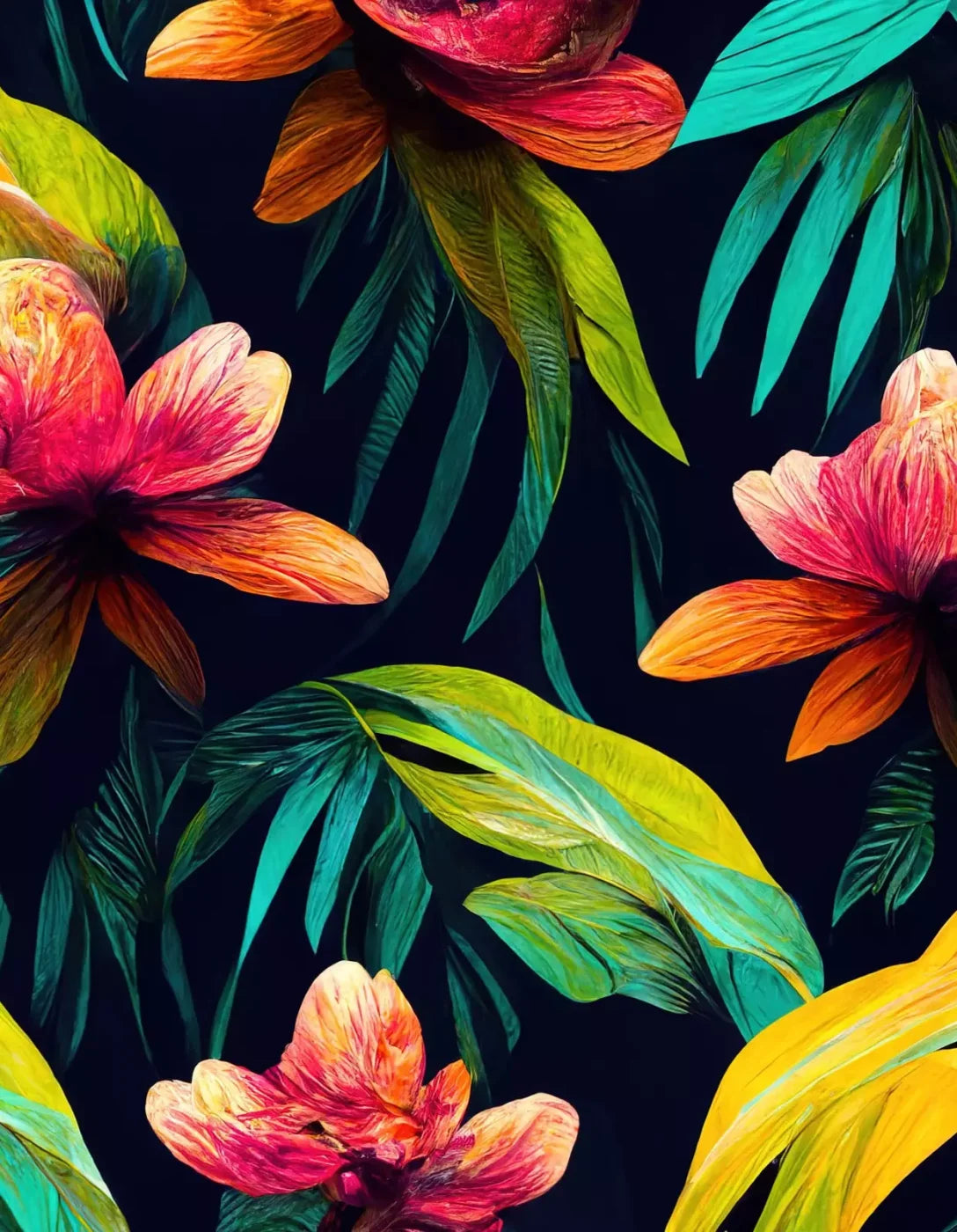 Jungle Blossoms 6’X8’ Fleece (72 X 96 Inch) Backdrop